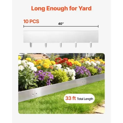 VEVOR Rasenkante, 10er-Pack, 100x23 cm Beeteinfassung, Cortenstahl Beetumrandung mit 11 Verbindungsplatten, Beetbegrenzung Rasenbleche Mähkante Metall Gartenpalisade für Blumenbeete & Gartenwege – Bild 3