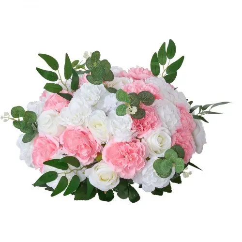 VEVOR Kunstblumen, 10 Stück, 45,7 cm Durchmesser, Seidenrosen, künstliche Blumenkugeln, Tischdekoration für Hochzeiten, Rosenarrangements für Hochzeitsmittelstücke, Heimdekorationen, rosa & weiß – Bild 8