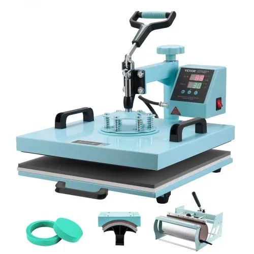 VEVOR Hitzepresse, 15 x 15 Zoll, 5-in-1-Wärmeübertragungsmaschine mit 30-oz-Tumbler-Presse, 360° wegschwenkbares T-Shirt-Pressen, digitale präzise Steuerung, für T-Shirts/Tassen/Hüte/Teller, grün – Bild 8