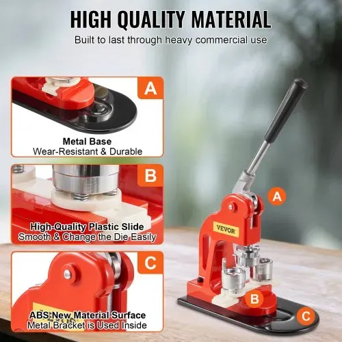 VEVOR Button Maker Maschine, 25 mm (1 Zoll) Badge Punch Press Kit, Kinder DIY Geschenke Pin Maker, Button Herstellung Zubehör mit 500 Stk. Button Teile & Kreisschneider & Zauberbuch – Bild 3