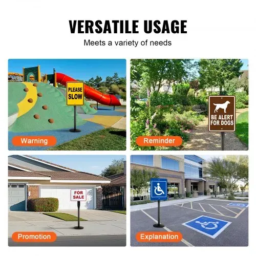 VEVOR Schilderpfosten aus Gusseisen, 1,22 m tragbarer, robuster Schilderhalter aus Stahl mit Hartplastiksockel und Rädern, U-Kanal-Schilderständer für Garten, Innenhof, Bauernhof oder Verkehrskreuzung, schwarz – Bild 5