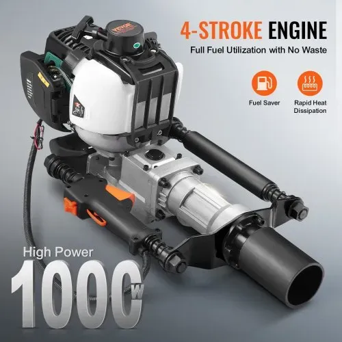 VEVOR 37,77 ccm Benzinbetriebener T-Pfostenrammer, 4-Takt-Zaunpfahlramme mit Benzinmotor, mit 2 Pfosten-Rammköpfen (55/70 mm), tragbarer 1000-W-Pfostenramme für Bauernhöfe, Ranchzäune, Straßenverbesserungen – Bild 3