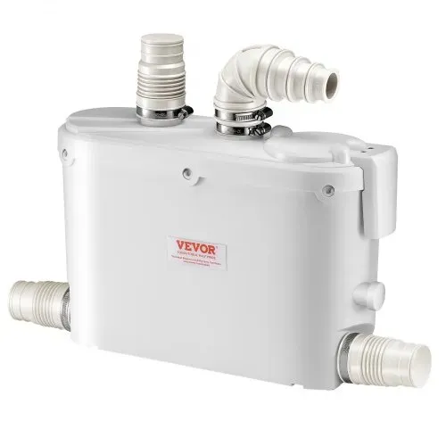 VEVOR Hebeanlage, 500 W, 110 L/min Durchfluss, 8 m Förderhöhe, Schmutzwasserpumpe mit 4 Wassereinlässen, Abwasserhebeanlage für Küche, Keller, Dusche, Waschbecken, Waschküche, Badewanne – Bild 8