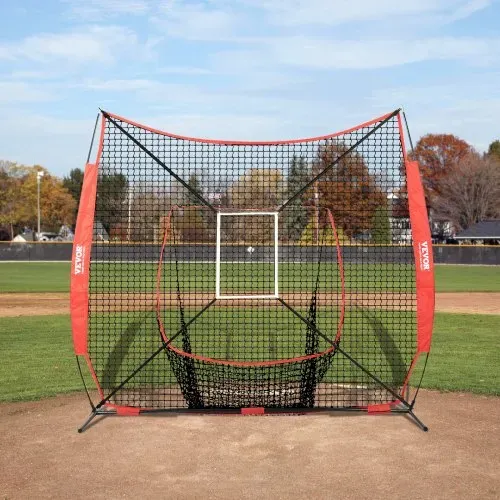 VEVOR 244 x 106 x 211 cm Baseball-Softball-Übungsnetz, Tragbares Baseball-Trainingsnetz zum Schlagen, Fangen, Pitchen, Backstop-Ausrüstung mit Bogenrahmen, Tragetasche, Schlagzone, Bällen, Ballsammler – Bild 7