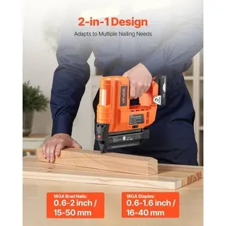 VEVOR 2 in 1 Akku-Nagler 18 Gauge 20 V Akku-Nagler und Tacker, 100 Nägel/min, mit 500 Nägeln & 500 Klammern & 2,0 Ah Lithiumbatterie & Ladegerät, für Heimwerkerarbeiten Holzbearbeitung Orange VEVOR 2 in 1 Akku-Nagler 18 Gauge 20 V Akku-Nagler und Tacker, 100 Nägel/min, mit 500 Nägeln & 500 Klammern & 2,0 Ah Lithiumbatterie & Ladegerät, für Heimwerkerarbeiten Holzbearbeitung Orange