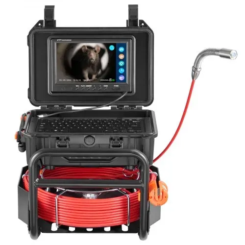 VEVOR Kanalkamera, 50 m, selbstnivellierende Rohrkamera mit 512-Hz-Sender, Entfernungszähler, 9-Zoll-Bildschirm, 1080P HD-Rohrinspektionskamera mit 12 LEDs und 32-GB-Karte, Endoskop Kanalrohre – Bild 8