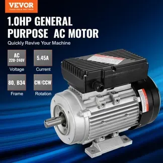 VEVOR 0,75 kW Elektromotor 1400 U/min, AC 220–240 V, 5,45 A, 80, B34-Rahmen, Luftkompressormotor einphasig, 19 mm Keilwelle, Rechts-/Linkslauf für landwirtschaftliche Maschinen und allgemeine Geräte VEVOR 0,75 kW Elektromotor 1400 U/min, AC 220–240 V, 5,45 A, 80, B34-Rahmen, Luftkompressormotor einphasig, 19 mm Keilwelle, Rechts-/Linkslauf für landwirtschaftliche Maschinen und allgemeine Geräte
