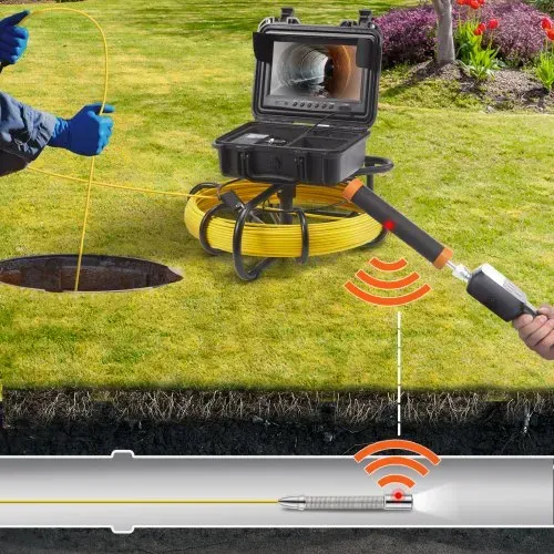 VEVOR Kanalkamera 50m, 23cm Rohrinspektionskamera mit 512-Hz-Ortung, DVR-Funktion, IP68-Kamera mit 12 einstellbaren LEDs, einer 16-GB-SD-Karte für Abwasserleitungen, Kanal- & Abflussrohrinstallation – Bild 7