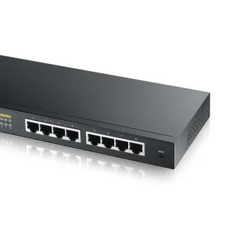Zyxel Switch smart managed Layer2 8 Port • 8x 1 GbE • PoE Budget 77 Watt • 8x PoE at • Desktop • Lüfterlos • GS1900-8HP V3 Zyxel Switch smart managed Layer2 8 Port • 8x 1 GbE • PoE Budget 77 Watt • 8x PoE at • Desktop • Lüfterlos • GS1900-8HP V3