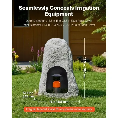VEVOR Abdeckfelsen, Kunstabdeckung für Außenbereich, realistische Steinoptik, Gartenfelsen, Kunstfelsen aus Polyresin für Landschaftsgestaltung, Gartendekor, Trafohaus Grau, 385x345x590 mm – Bild 3