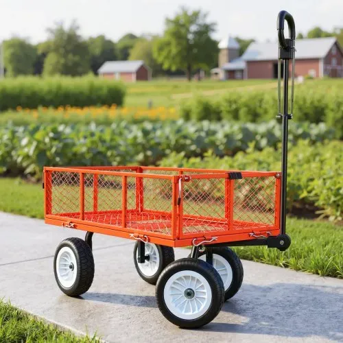 VEVOR Bollerwagen 408,2 kg Tragkraft, Gartenwagen mit PU-Reifen, Handwagen mit Verstellbarem Griff, Abnehmbaren Seitenwänden, Transportwagen zur Befestigung an ATV oder Traktor, Rot – Bild 7