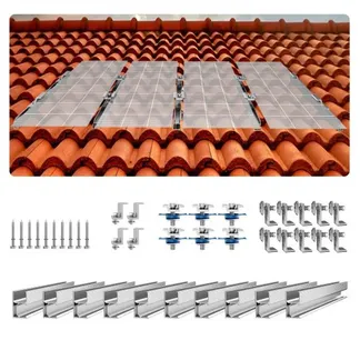 VEVOR Solarmodul Halterungen Kit, Solarmodul-Montageset mit 10x 100 mm-Schienen, 4x Endklemmen und 6x leichten Klemmen, Solarmodul-Montagehalterungen für Metalldach, Betondach, Holzdach, Ziegeldach VEVOR Solarmodul Halterungen Kit, Solarmodul-Montageset mit 10x 100 mm-Schienen, 4x Endklemmen und 6x leichten Klemmen, Solarmodul-Montagehalterungen für Metalldach, Betondach, Holzdach, Ziegeldach