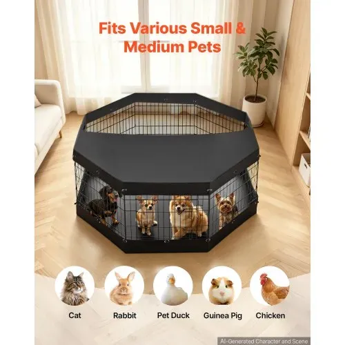VEVOR Welpenauslauf Hundelaufstall Metall 61cm 8-tlg. Deckel & Bodenmatte, Spielplatz für Kleine Hunde Katzen & Andere Kleintiere Faltbar Durch die Verschiedenen Formen Vielfältig Einsetzbar – Bild 4