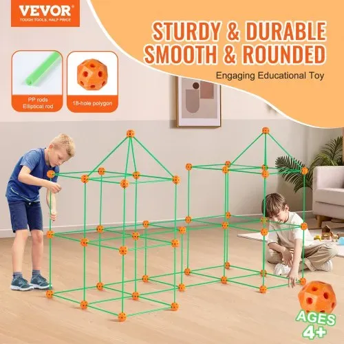 VEVOR Festungsbausatz für Kinder, 140-teiliges im Dunkeln leuchtendes STEM-Bauspielzeug, pädagogisches Geschenk für 4 5 6 7 8+ Jahre alte Jungen und Mädchen, Spielzelt für drinnen und draußen, Konstruktionsspielzeug mit 96 Stäben und 44 Bällen VEVOR Festungsbausatz für Kinder, 140-teiliges im Dunkeln leuchtendes STEM-Bauspielzeug, pädagogisches Geschenk für 4 5 6 7 8+ Jahre alte Jungen und Mädchen, Spielzelt für drinnen und draußen, Konstruktionsspielzeug mit 96 Stäben und 44 Bällen