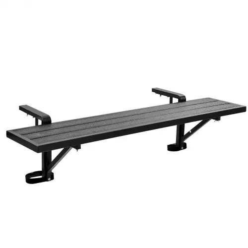 VEVOR Balkonhängetisch 1245x240 mm Hängetisch 27 kg Balkontisch Schwarz, für Terrasse, Garten, Deck, Passend für 25–65 mm Geländer, Verstellbarer Halterungsabstand, Holz-Kunststoff-Verbundmaterial – Bild 10