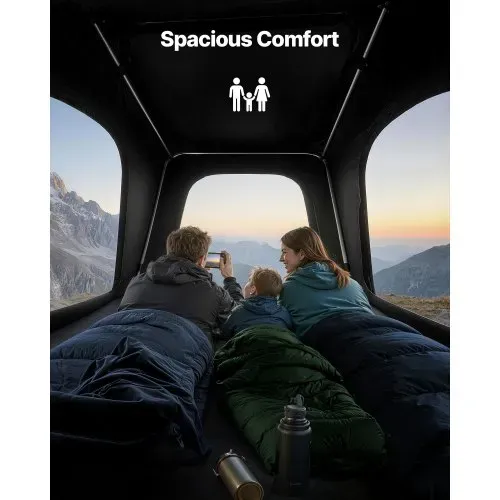 VEVOR Autodachzelt Hartschalen für 2-3 Personen, Campingzelt aus Aluminium mit Dreifarbiger LED-Beleuchtung & 1 Fenster, Wasserfest & Windicht, für Jeep SUV Pickup, 256 x 222 x 152 cm (Aufgeklappt) – Bild 4