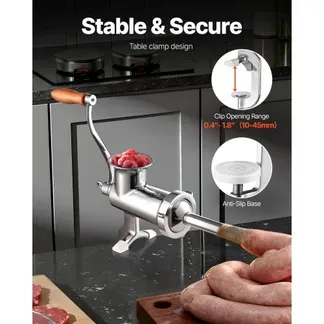 VEVOR manuelle Fleischmühle, alle Teile Edelstahl, handbetriebene Fleischmahlmaschine mit Tischklemme, 2 Schleifplatten & Wurstfüller, ideal für Zuhause Küche Restaurant Metzgergeschäft VEVOR manuelle Fleischmühle, alle Teile Edelstahl, handbetriebene Fleischmahlmaschine mit Tischklemme, 2 Schleifplatten & Wurstfüller, ideal für Zuhause Küche Restaurant Metzgergeschäft