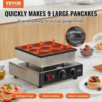 VEVOR Mini-Pfannkuchenmaker kommerzielle Dutch mini Pfannkuchen Maschine, 9 Stk., 76 mm Durchmesser, Dorayaki-Backmaschine, 850 W, Temperatur- und Zeitregelung, in Küchen, Cafés und Restaurants VEVOR Mini-Pfannkuchenmaker kommerzielle Dutch mini Pfannkuchen Maschine, 9 Stk., 76 mm Durchmesser, Dorayaki-Backmaschine, 850 W, Temperatur- und Zeitregelung, in Küchen, Cafés und Restaurants