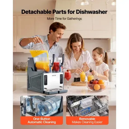 VEVOR Slush Maschine 2 x 4 L, Slusheis Eisbereiter 455 W (kein Eis nötig), Elektrische Margarita-Maschine mit Selbstreinigungsfunktion, Geeignet für Frozen Margaritas Frappés Milchshakes Shakes – Bild 4