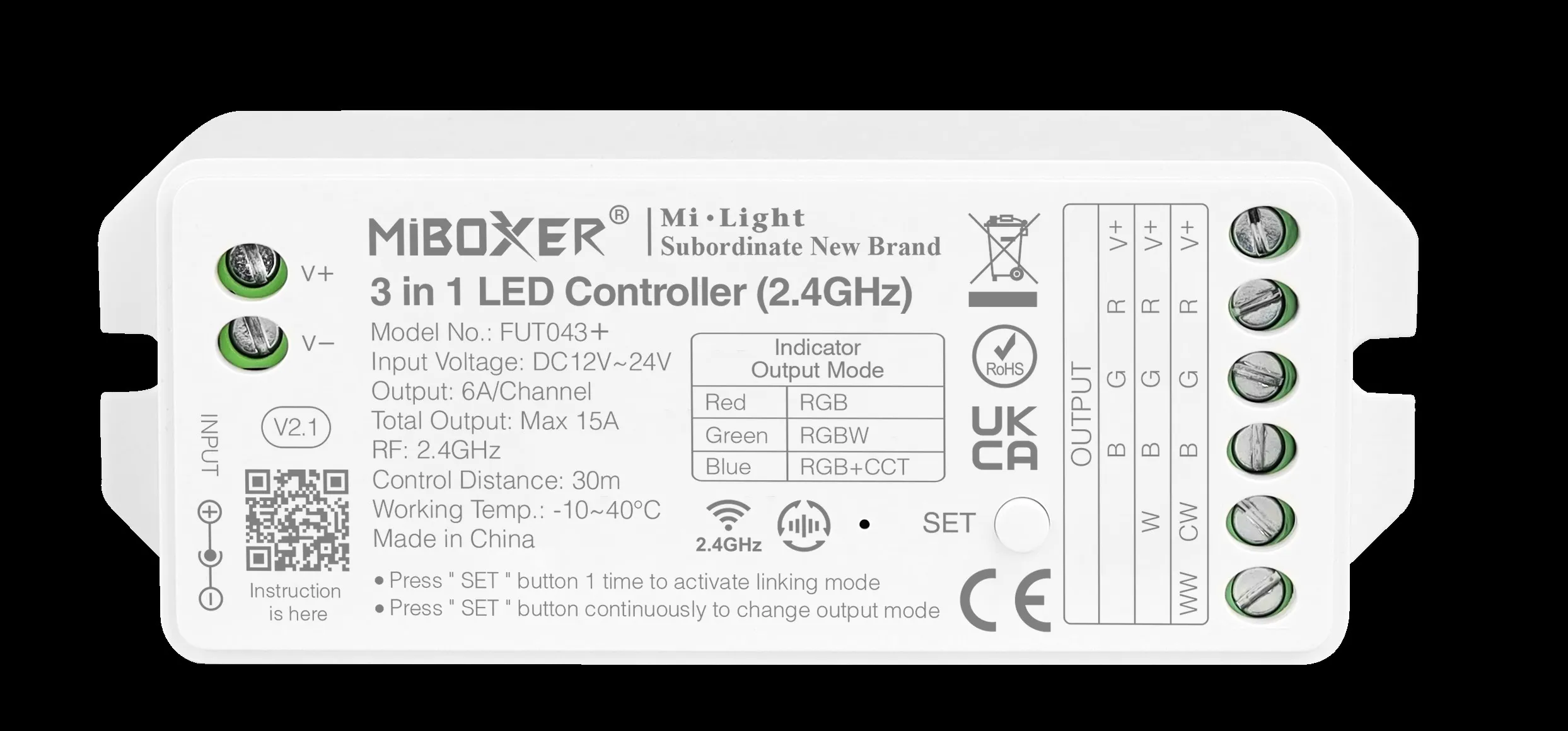 MiBoxer FUT043+ LED Controller RGB-WW (RGB-CCT) DC12/24V 2,4G – Bild 2