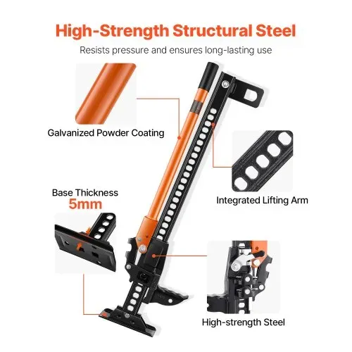 VEVOR Farm Wagenheber Offroad High Lift Farm Jack (3,18 t belastbar) Offroad-Nutzwagenheber, Stoßstangenheber Hochleistungshebebühnen mit 130,1–711,2 mm Hubbereich für Traktor Lkw SUV – Bild 3