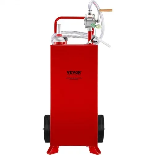 VEVOR 30 Gallonen Kraftstofftrolley, Kraftstoffspeicher mit 2 Rädern manueller Transferpumpe, Benzin-Diesel-Kraftstoffbehälter für Autos, Rasenmäher, Geländefahrzeuge, Boote, mehr, Rot – Bild 10