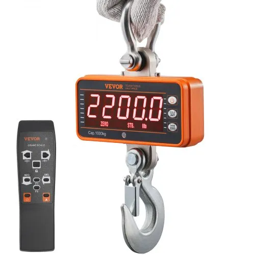 VEVOR Digitale Hängewaage 9 bis 1000kg Kranwaage lbs/kg/N Zugwaage 0,2kg Genauigkeit Wildwaage Industriewaage LED-Display Hängende Waage Mini tragbare Waage mit Fernbedienung 9 Funktionen VEVOR Digitale Hängewaage 9 bis 1000kg Kranwaage lbs/kg/N Zugwaage 0,2kg Genauigkeit Wildwaage Industriewaage LED-Display Hängende Waage Mini tragbare Waage mit Fernbedienung 9 Funktionen