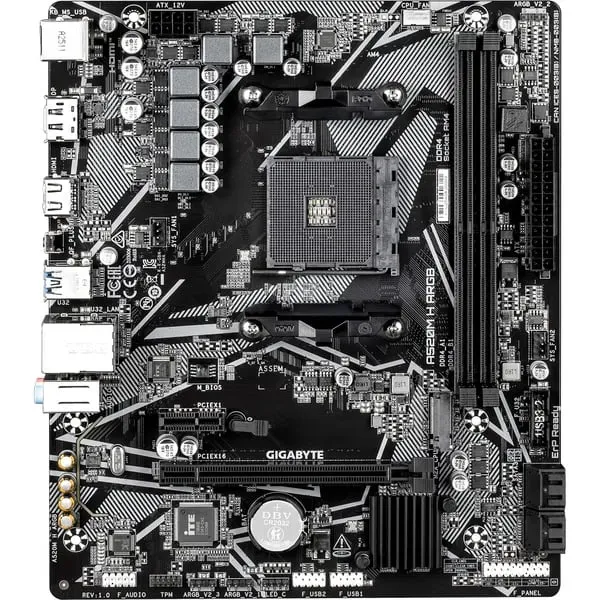 GIGABYTE A520M H ARGB Mainboard – Unterstützt AMD Ryzen 5000 Prozessoren, bis zu 5100 MHz DDR4 (OC), PCIe 3.0 x4 M.2, 1-GbE-LAN, USB 3.2 Gen 1 – Bild 3