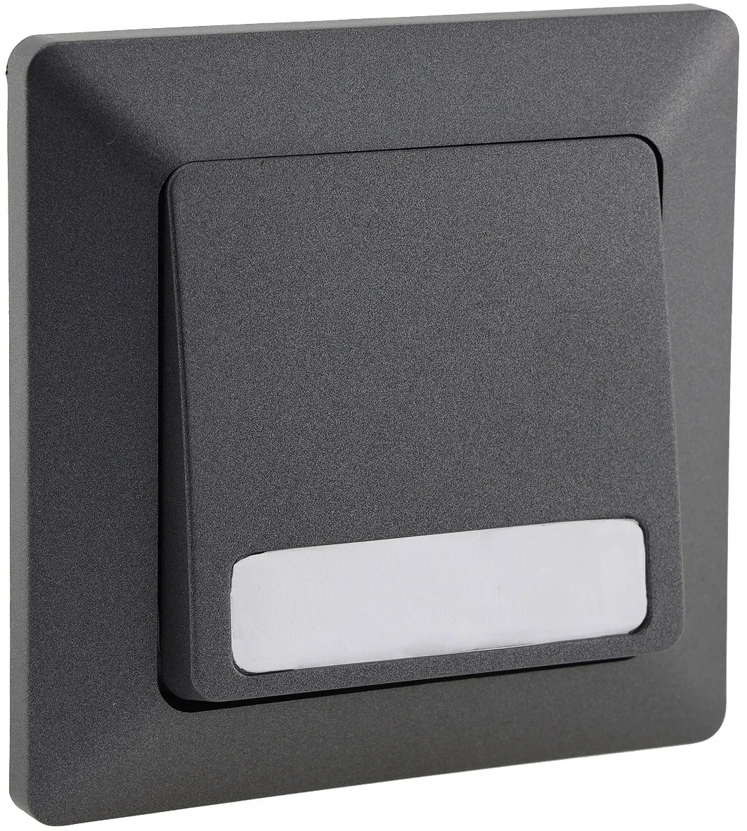 MILOS Taster mit Namensschild, Anthrazit 0-250V~/ 10A, inkl. Rahmen, UP MILOS Taster mit Namensschild, Anthrazit 0-250V~/ 10A, inkl. Rahmen, UP