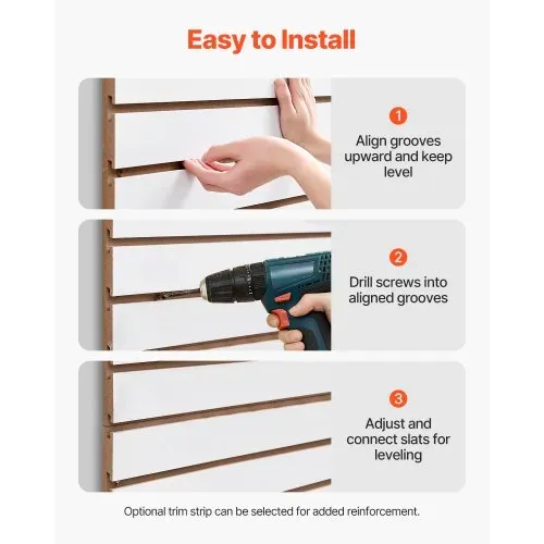 VEVOR Werkzeugwand 1220x1220x18 mm, MDF-Garagen-Lamellenwand, weißer Wandorganizer, 11,3kg Tragkraft Lamellenwandpaneel mit Kupplungsstruktur & DIY-Zuschnitt, geeignet für Lagerung & Präsentation – Bild 5