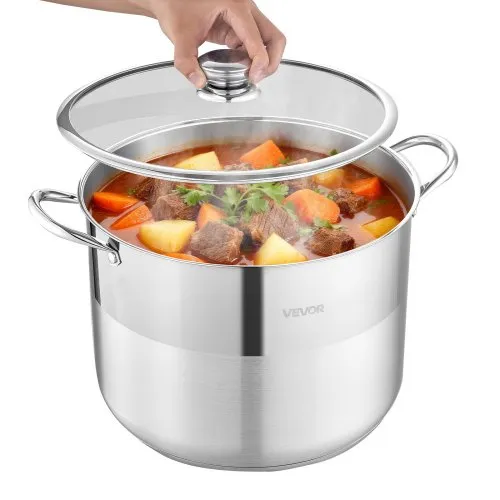 VEVOR Edelstahl Kochtopf 15,1 L Großer Suppentopf mit Glasdeckel Induktionsgeeignet Hochwertiger Nudeltopf PFOA-frei PFAS-frei für Gasherd Elektrokochfeld Ideal für Eintöpfe Pasta Familienportionen VEVOR Edelstahl Kochtopf 15,1 L Großer Suppentopf mit Glasdeckel Induktionsgeeignet Hochwertiger Nudeltopf PFOA-frei PFAS-frei für Gasherd Elektrokochfeld Ideal für Eintöpfe Pasta Familienportionen