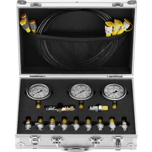 VEVOR Hydraulikdruck-Testset, 250 / 400 / 600 bar, 3 Messgeräte, 11 Prüfkupplungen, 3 Prüfschläuche, Bagger-Hydraulik-Testmessgeräte-Set mit Tragbarer Tragetasche für Bagger, Traktoren, Baumaschinen – Bild 9