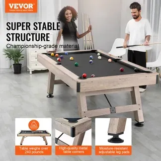 VEVOR Billardtisch, 2,13 m Billardtisch, Billardtisch mit Verstellbaren Beinen, Billardtisch-Set inkl. Bällen, Queues, Kreide und Bürste, Perfekt für Familienspielzimmer für Kinder & Erwachsene VEVOR Billardtisch, 2,13 m Billardtisch, Billardtisch mit Verstellbaren Beinen, Billardtisch-Set inkl. Bällen, Queues, Kreide und Bürste, Perfekt für Familienspielzimmer für Kinder & Erwachsene