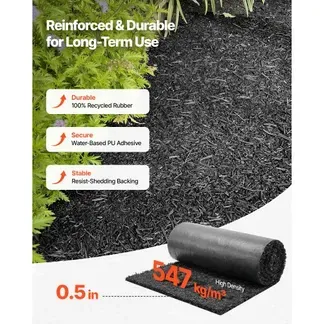 VEVOR Gummimulchmatte, 2 Rollen à 244×59 cm, Unkrautmatte 1,3 cm dick, Gartenvlies, Unkrautvlies, Unkrautbarrierematte, Garteneinfassung, Randmatte, Gehwegmatte für Landschaftsgestaltung VEVOR Gummimulchmatte, 2 Rollen à 244×59 cm, Unkrautmatte 1,3 cm dick, Gartenvlies, Unkrautvlies, Unkrautbarrierematte, Garteneinfassung, Randmatte, Gehwegmatte für Landschaftsgestaltung