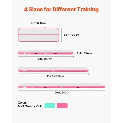 VEVOR Aufblasbare Gymnastikmatte 300x100x10 cm Airtrack-Turnmatte für Training, Wettkampfsport & Yoga, mit Rutschfester Oberfläche, 600-W-Elektroluftpumpe, Reparaturflicken, Düsen & Tasche, Pink VEVOR Aufblasbare Gymnastikmatte 300x100x10 cm Airtrack-Turnmatte für Training, Wettkampfsport & Yoga, mit Rutschfester Oberfläche, 600-W-Elektroluftpumpe, Reparaturflicken, Düsen & Tasche, Pink
