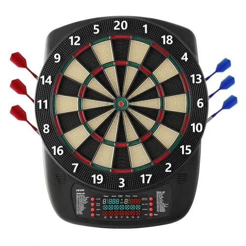 VEVOR Elektronische Dartscheibe, 342,9 mm E-Dartboard mit 43 Spielen & über 200 Variationen für bis zu 8 Spieler, 6 Dartschäfte mit Flights & 50 Ersatz-Pfeilspitzen, Farb-LCD-Punkteanzeige VEVOR Elektronische Dartscheibe, 342,9 mm E-Dartboard mit 43 Spielen & über 200 Variationen für bis zu 8 Spieler, 6 Dartschäfte mit Flights & 50 Ersatz-Pfeilspitzen, Farb-LCD-Punkteanzeige