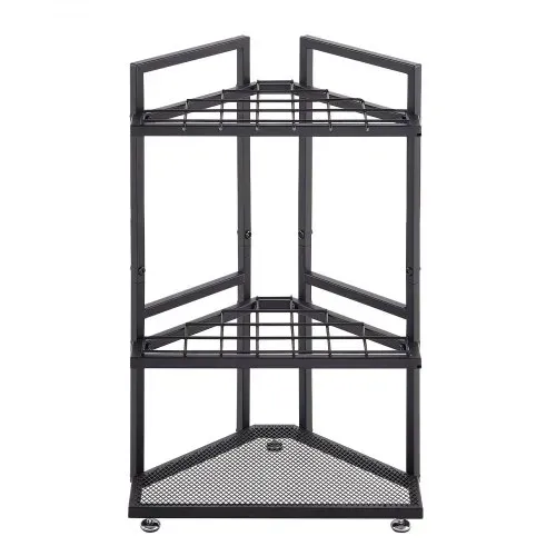 VEVOR Gartengeräte Ständer 410x275x610mm Gerätehalter für Ecke Schwarz, Aufbewahrungsregal für Garage Garten, Organizer aus Stahl für Besen Mopp Rechen, mit Doppelschichtschlitzen & Nivellierfüßen – Bild 8