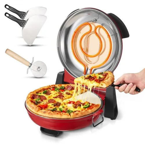 VEVOR Pizzaofen elektrischer Pizzamaker 1200 W Pizzakocher mit Cordieritstein, 5-stufige Temperaturregelung, Sichtfenster für präzises Kochen, erhitzt bis zu 420 °C, Backofen für Zuhause (rot) VEVOR Pizzaofen elektrischer Pizzamaker 1200 W Pizzakocher mit Cordieritstein, 5-stufige Temperaturregelung, Sichtfenster für präzises Kochen, erhitzt bis zu 420 °C, Backofen für Zuhause (rot)