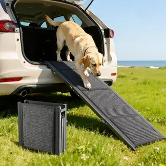 VEVOR Hunderampe, 160 x 43,2 cm, faltbare Hundeautorampe für mittelgroße & große Hunde bis 113 kg, Hundetreppe mit rutschfester Filzteppichoberfläche, tragbare Einstiegshilfe für SUV & LKW VEVOR Hunderampe, 160 x 43,2 cm, faltbare Hundeautorampe für mittelgroße & große Hunde bis 113 kg, Hundetreppe mit rutschfester Filzteppichoberfläche, tragbare Einstiegshilfe für SUV & LKW