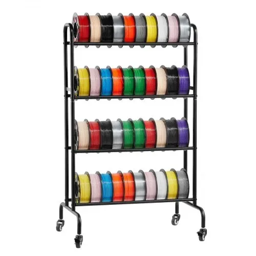 VEVOR Filament Lagerregal, 4 Ebenen, 750 x 455 x 1230 mm, Filamentspulenhalter, Metallregal mit Rädern, 3D-Druckerzubehör Organizer für 3D-Druckstudio, Büro, Werkstatt, Garage, Schwarz – Bild 9