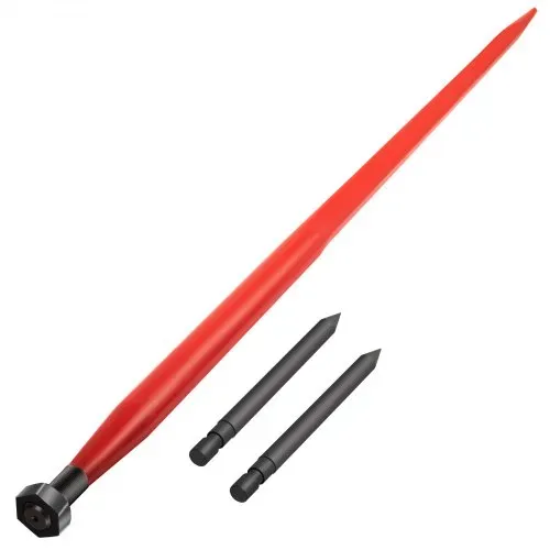 VEVOR Frontladerzinken, 125 cm, Zinken, 1360 kg Kapazität, schnell anzubringender Ballenspieß, quadratische Heuballenspeere, 1 3/4 Zoll breit, rot beschichtet, Ballengabel mit 2 Stabilisatoren VEVOR Frontladerzinken, 125 cm, Zinken, 1360 kg Kapazität, schnell anzubringender Ballenspieß, quadratische Heuballenspeere, 1 3/4 Zoll breit, rot beschichtet, Ballengabel mit 2 Stabilisatoren