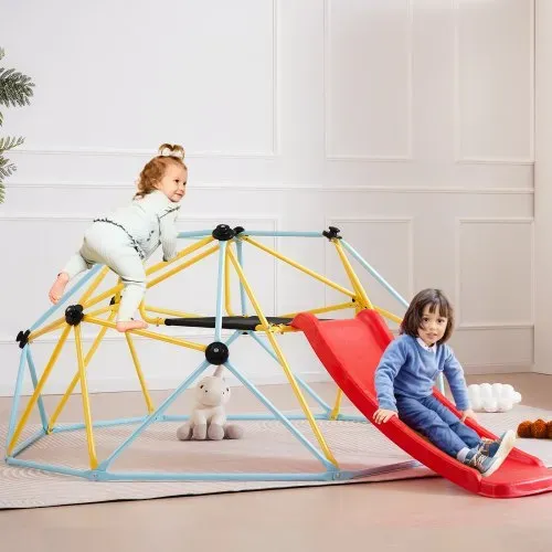 VEVOR Kletterkuppel, 2,44 m geometrisches Klettergerüst mit Rutsche, für Kinder von 3 bis 9 Jahren, Klettergerüst 272 kg Tragfähigkeit, mit Klettergriff, Indoor-/Outdoor-Spielgerät ideal Hinterhof – Bild 7
