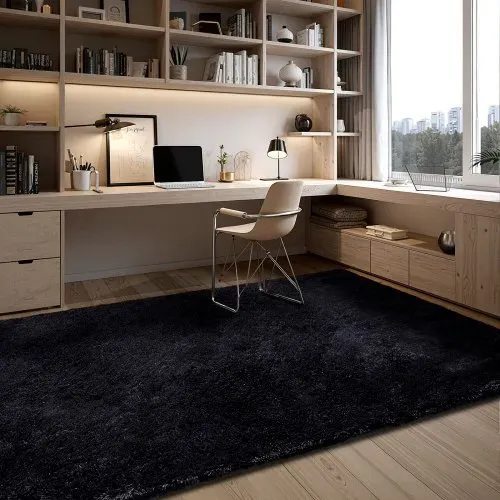 VEVOR Hochflor Teppich 3048x2438 mm, flauschiger Teppich mit dreilagigem Material, 35 mm Florhöhe, für Wohnzimmer, Schlafzimmer, Loungebereich, fusselfrei und weich, pflegeleicht, Schwarz – Bild 7