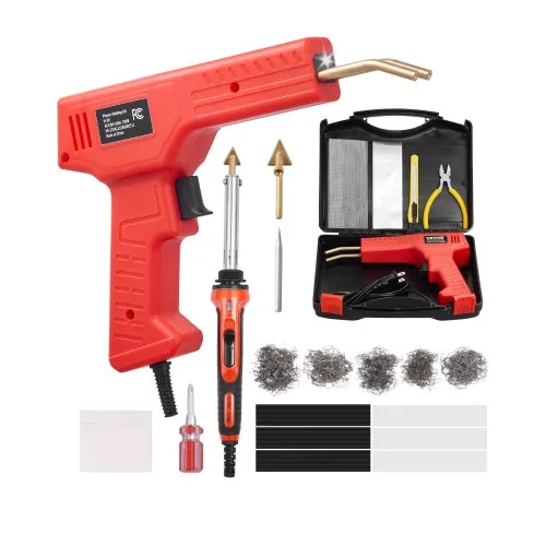 VEVOR Kunststoff-Schweißgerät, 100 W Schweißpistole + 60/100 W Lötkolben, Kunststoff-Reparatur-Set mit 1000 Stk. Heißklammern & 60 Stäben für Auto-Stoßstangen, Kajaks, Elektronik, Spielzeug VEVOR Kunststoff-Schweißgerät, 100 W Schweißpistole + 60/100 W Lötkolben, Kunststoff-Reparatur-Set mit 1000 Stk. Heißklammern & 60 Stäben für Auto-Stoßstangen, Kajaks, Elektronik, Spielzeug