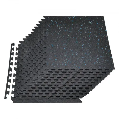 VEVOR 24 x Puzzlematte Bodenschutzmatte 610 x 610 x 14 mm, Hochdichte EVA-Schaumstoffmatte, Ineinandergreifende Fitnessmatte Gymnastikmatte Sportmatte, Trainingsmatte (Schwarz) mit Blauen Punkten VEVOR 24 x Puzzlematte Bodenschutzmatte 610 x 610 x 14 mm, Hochdichte EVA-Schaumstoffmatte, Ineinandergreifende Fitnessmatte Gymnastikmatte Sportmatte, Trainingsmatte (Schwarz) mit Blauen Punkten
