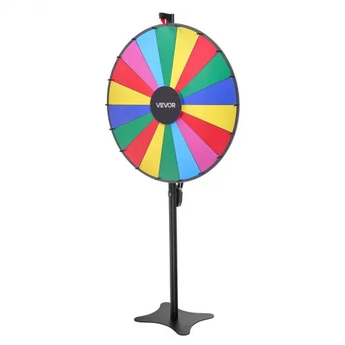 VEVOR Glücksrad Drehrad (914 mm) 18 Slots Glücksrad mit Ständer, höhenverstellbar, Lotteriespiele Gewinn-Roulette mit Tafelschwamm & 2 Markern, 6 Farben, ideal für Party Kneipe Messe – Bild 8