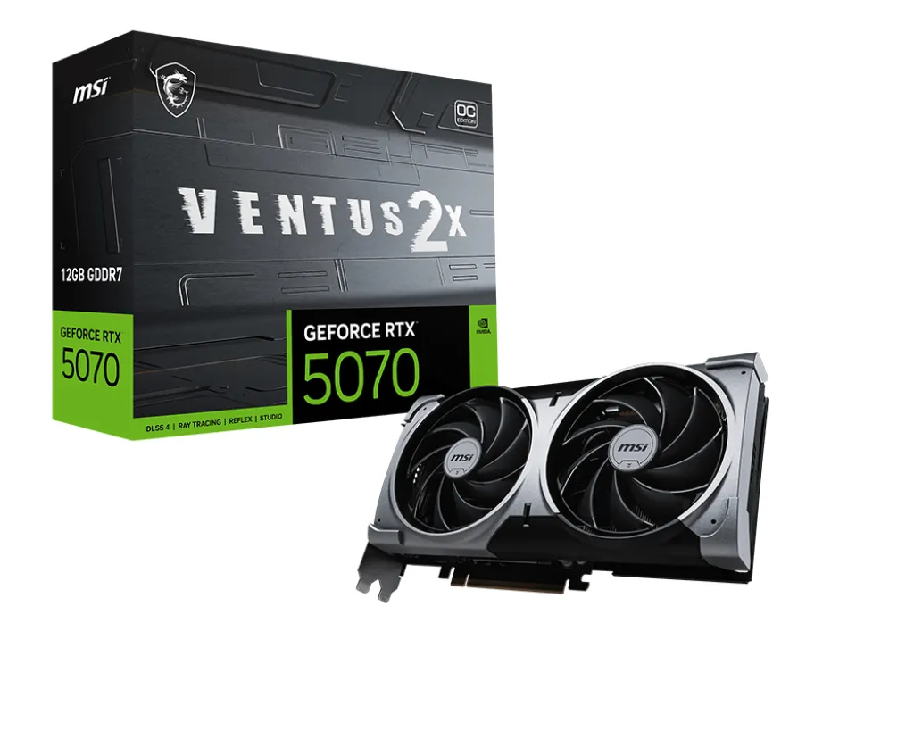 MSI GeForce RTX 5070 12G VENTUS 2X OC NVIDIA 12 GB GDDR7 MSI GeForce RTX 5070 12G VENTUS 2X OC NVIDIA 12 GB GDDR7