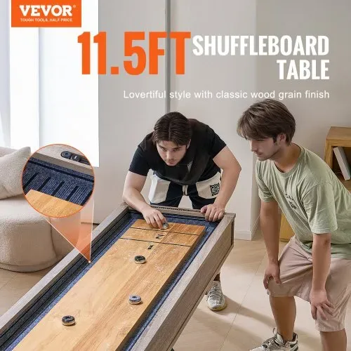 VEVOR Shuffleboard-Tisch, 11,5 Fuß Shuffleboard für Familienspielzimmer, 2-in-1-Shuffleboard- und Bowling-Kombispielset, mit kratzfestem Spielfeld, Beinen, 8 Pucks, Bowlingset, Wachs und Tischbürste VEVOR Shuffleboard-Tisch, 11,5 Fuß Shuffleboard für Familienspielzimmer, 2-in-1-Shuffleboard- und Bowling-Kombispielset, mit kratzfestem Spielfeld, Beinen, 8 Pucks, Bowlingset, Wachs und Tischbürste