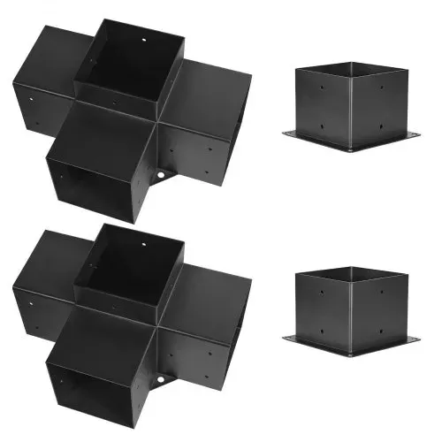VEVOR Pfostenverbinder, passend für 142x142 mm Pfosten, 4-Wege-Hochleistungs-Eckhalterung, Woodworks DIY-Pfostenbasissatz, Pfostennecke für Pavillons, Terrassenpergolen, Blockhütten, 4 Stk. – Bild 8