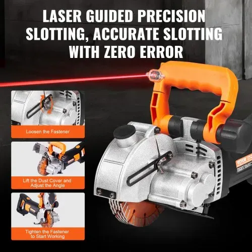 VEVOR Elektrische Wandfräse 5000 U/min Wand Chaser Maschine 4800Watt Wand Groove Schneidemaschine Stoßmaschine 42mm für Ziegel Granit Marmor Beton Cutter Notcher Groover mit 5 x Sägeblätter – Bild 2